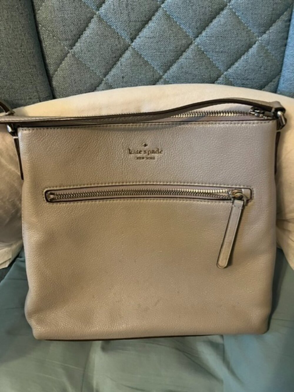 Nice Light Gray/Taupe Kate Spade Leather Cross Body Bag - See Description!